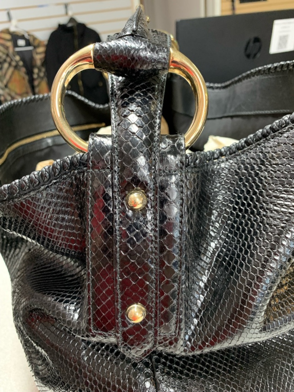 Gucci Horsebit Large Black Python Snakeskin Hobo Bag - Picture 15 of 16